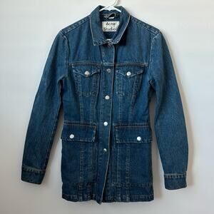 Acne Studios Gwen Blue Paw Denim Jacket Size: 38